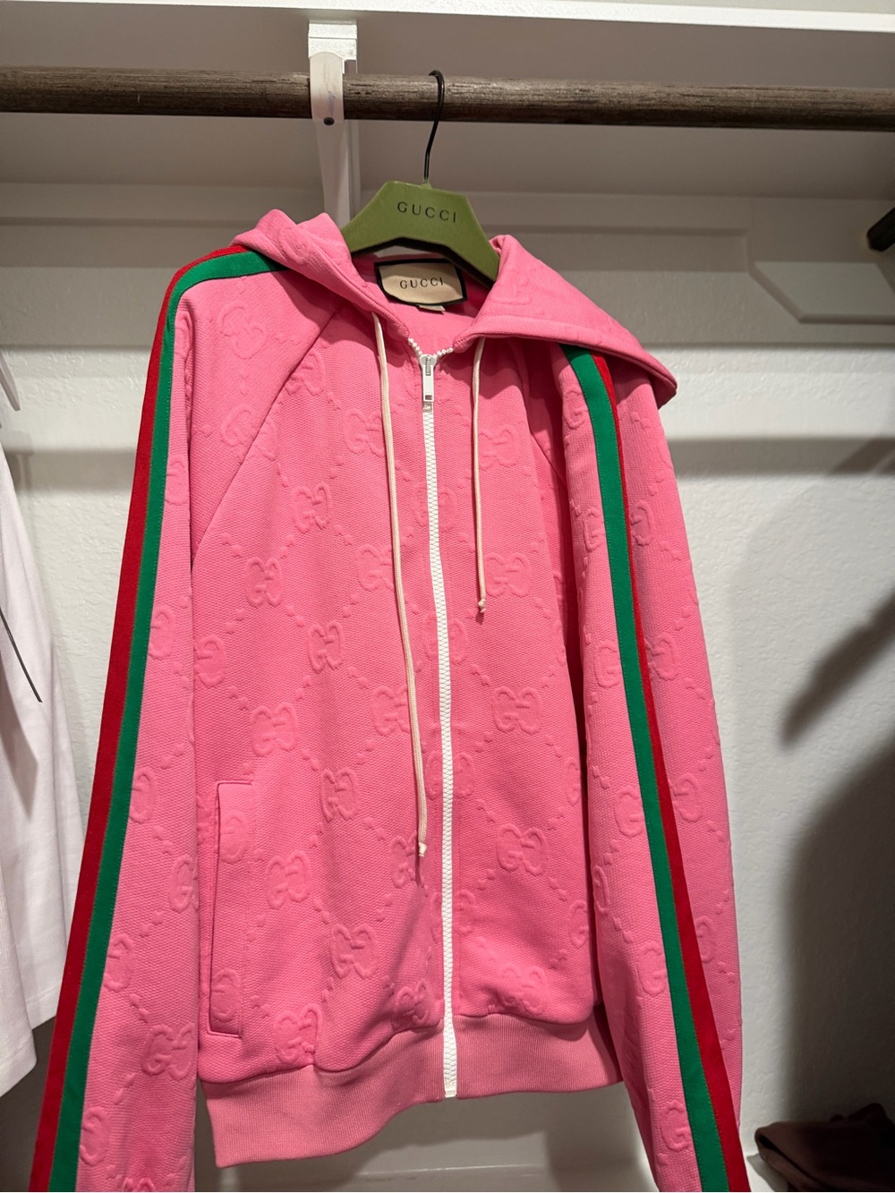 Gucci GG Jersey Jacquard Zip Jacket pink small